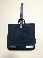 Authentic BOTTEGA VENETA Vintage Black Nylon Leather Tote Bag Italy Logo Plaque