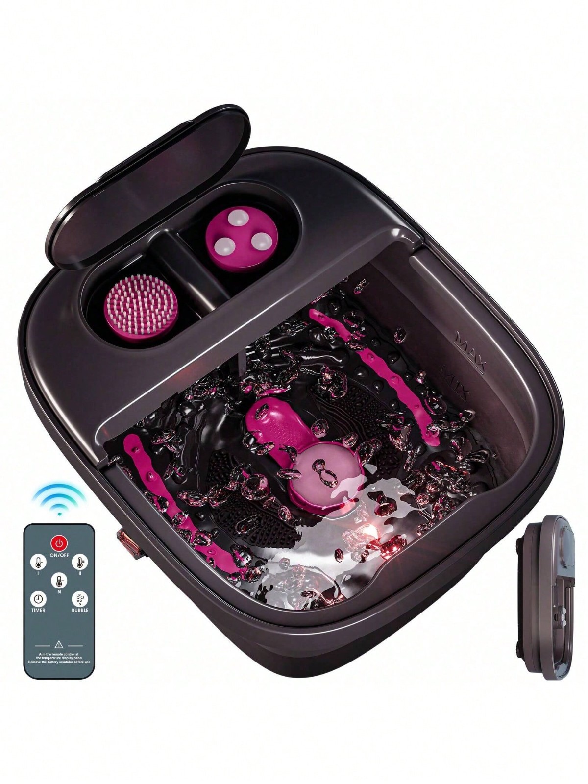 Collapsible Foot Spa with Heat Bubbles Massage Remote Contro