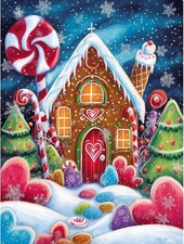 Chirstmas Diamond Art Kits for Adults, 5D Xmas Winter Candy House Diamond Art