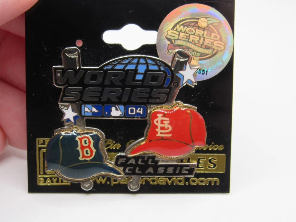 2004 MLB World Series Fall Classic Dueling Caps Pin - Red Sox vs Cardinals - Image 3 of 3