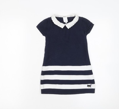 Junior J by Jasper Conran marineblau & weiß gestreiftes Strickkleid 18-24 Monate Mädchen