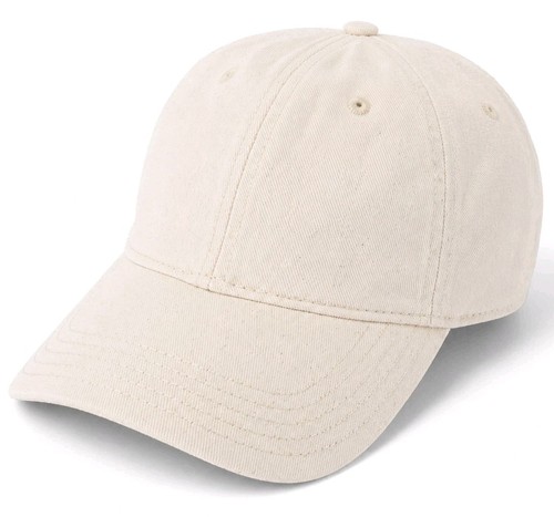 H&M Cream Dad Hat Organic Cotton Adjustable Leather Strap Minimal Blank Cap