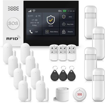 Alarm System for Home Security,21Pcs DIY Kit Touch Screen Siren Hub with Loud Al