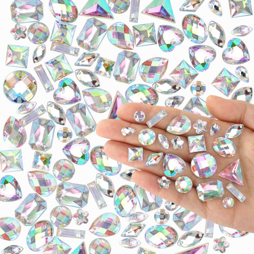 1000 Pieces Sew on Rhinestones Large Big Sew on Crystals Sewing Gems Jewels A...