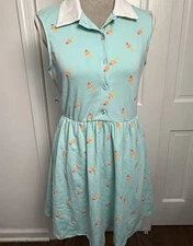 Unique Vintage Fit & Flare Dress Medium Ice Cream Print Knee Length Pockets