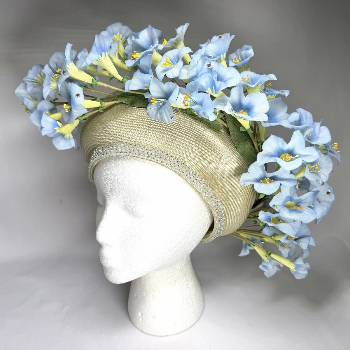 Vintage Royal Blue Feather Pillbox Hat | 1930s–1960s Glam Statement Hat Size 8X8 Pillbox Blue Vintage Hats for Women for sale | eBay main image 2