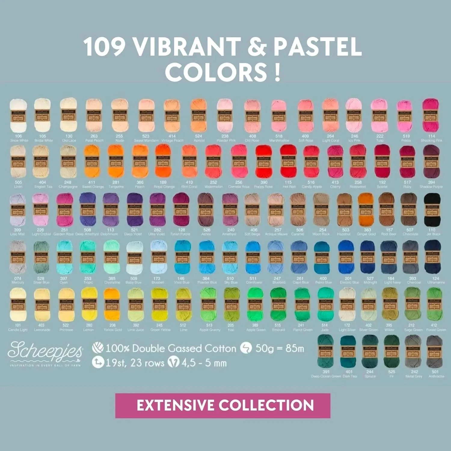 Scheepjes Cahlista Colour Pack 109 x 15g Cotton Yarn Mini Skeins Set image 5