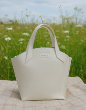 NEW FURLA Small Tote Bag Soft White Saffiano Leather Jucca AUTHENTIC FURLA BAG