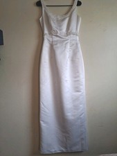 Vintage House of Bianchi Wedding Dress White Satin Beaded Size 6/8 Made in USA
