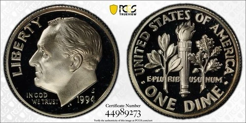 1994-S Proof Silver Roosevelt Dime PCGS PR70 DCAM