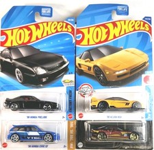 4 Car Honda/Acura Lot - Hot Wheels '90 NSX '98 Prelude '90 Civic EF '01 Integra