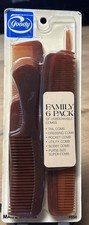 Vintage Goody Family 6 Pack Unbreakable Combs Brown 556 1982 NOS