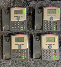 Lot of 4 Cisco SPA303 3 Line IP Phone w/ base, handset and AC Power Adaptor