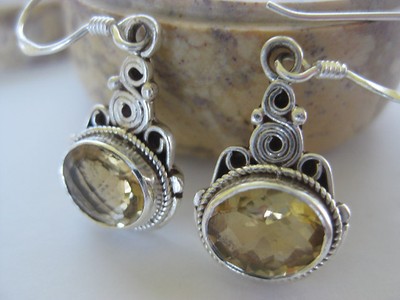 Gift 925 Sterling Silver Oval Faceted Gemstone Earrings Citrine Jewelry,Silver Earrings 25.06 Ct Certified Citrine Earrings