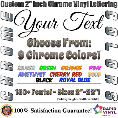 2  Custom Chrome Lettering Decal Sticker Vinyl Boat Car Truck RV's Number Letter