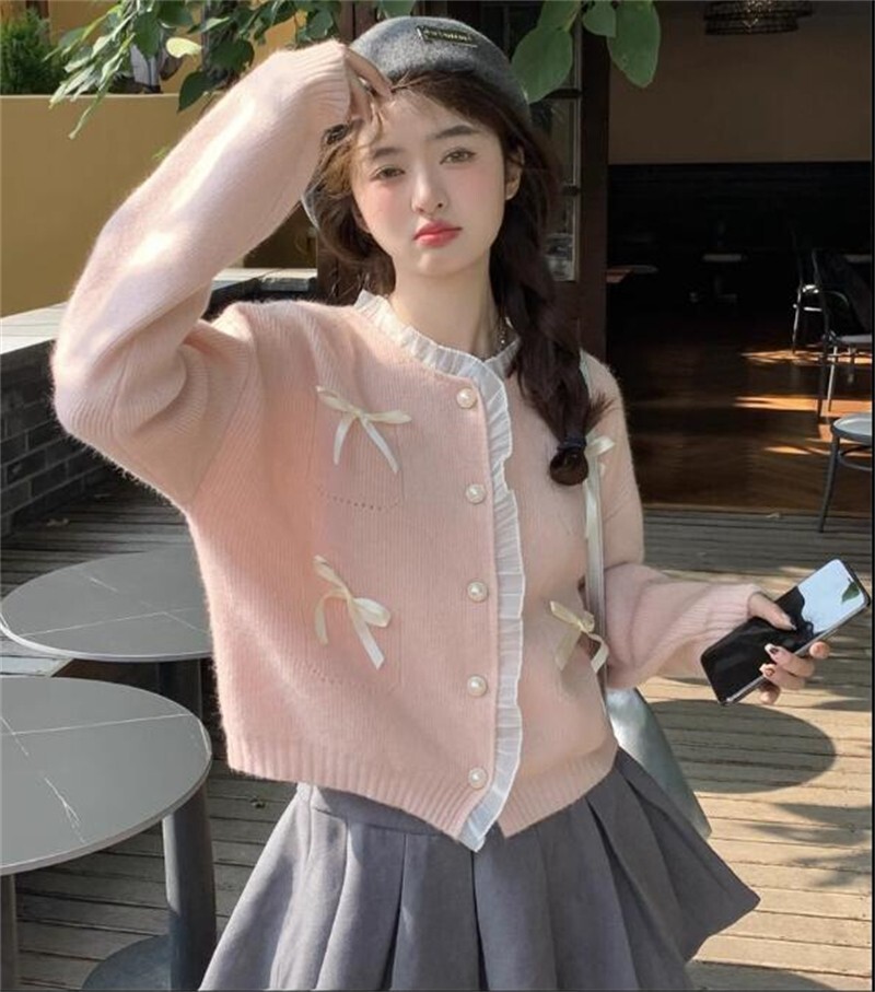 andmary Lotta ribbon set cardigan ピンク ANDMARY】Lotta ribbon set cardigan