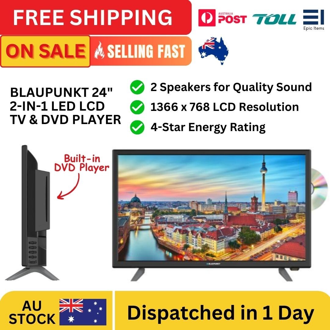 Blaupunkt 24 Inch LED LCD TV BuiltIn DVD Player HD Display Television