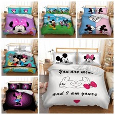 Mickey Minnie Mouse Duvet Cover Bedding Set Pillow Case Single Double King Size