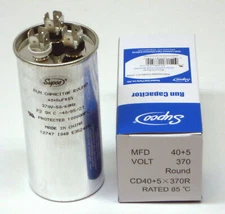 Air Conditioning HVAC Round Dual Motor Run Capacitor 40 + 5 MFD 370 Volt