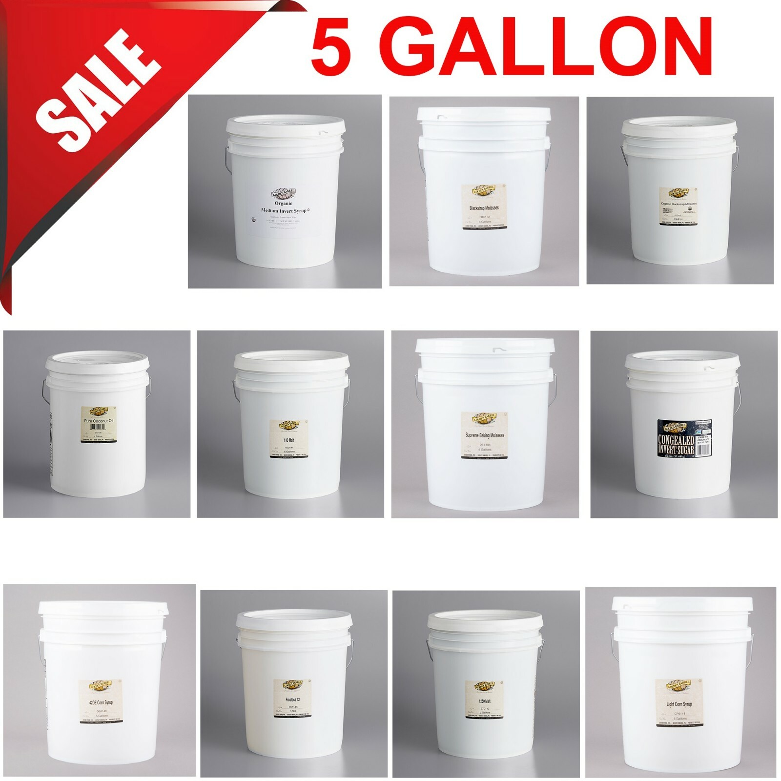 VARIATIONS Golden Barrel 5 Gallon Pail Commercial Bulk Seal Molasses