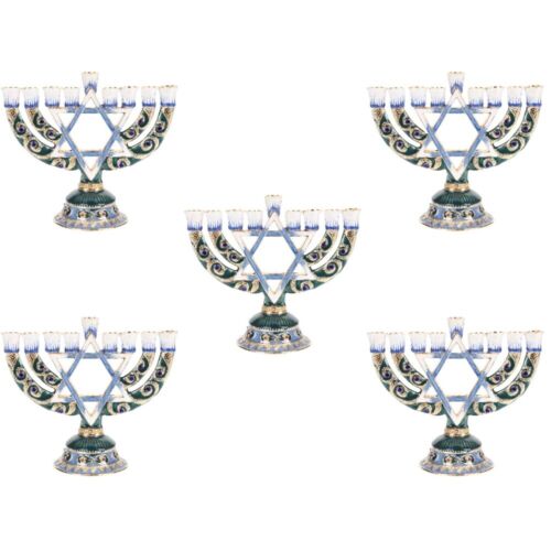 Set of 5 Hanukkah Decoration Alloy Candle Holder Dining Table