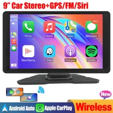 9" Portable Car Stereo Radio Wireless Apple Carplay Android Auto Touch Screen BT