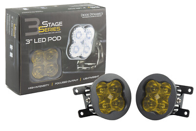 SS3 LED SAE/DOT Type A Fog Light Kit Pro Yellow w/Backlight Diode Dynamics