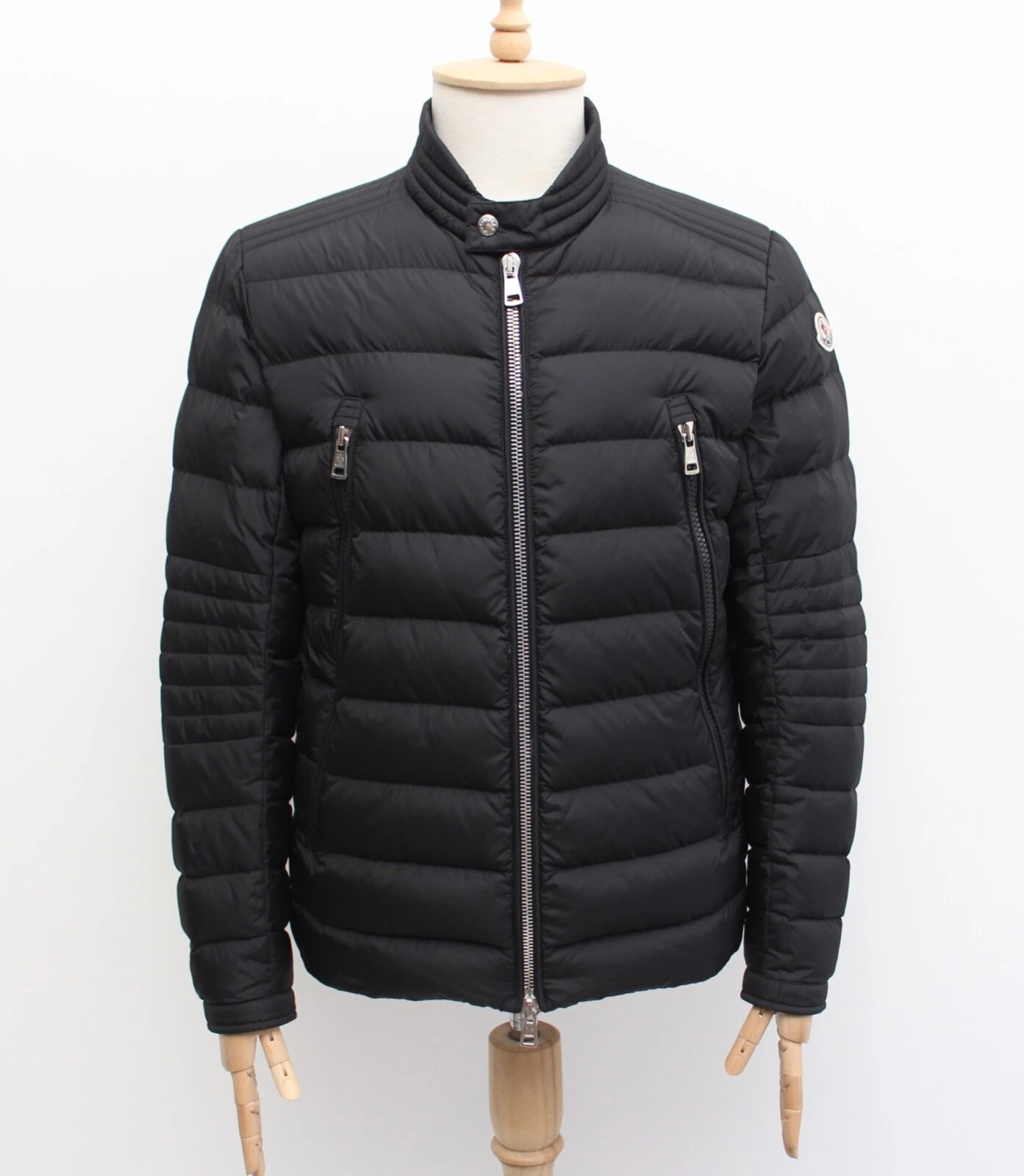 Giubbotto piumino trapuntato uomo MONCLER Amiot biker RARO nero 5 vestibilità M L