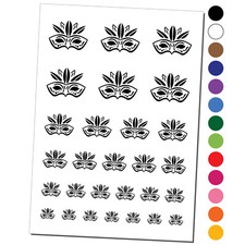 Mardi Gras Feather Party Mask Temporary Tattoo Water Resistant Set Collection