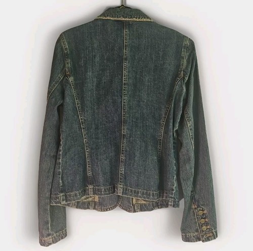 Vintage Axcess Jean Jacket by Liz Claiborne Women's Size 12 Embroidered Collar - Picture 10 of 10
