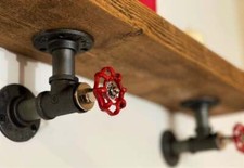 PAIRs OF SHELF PIPE BRACKETS -14 TYPES TO CHOOSE-  FOR SHELVING 5-9" -STEAMPUNK