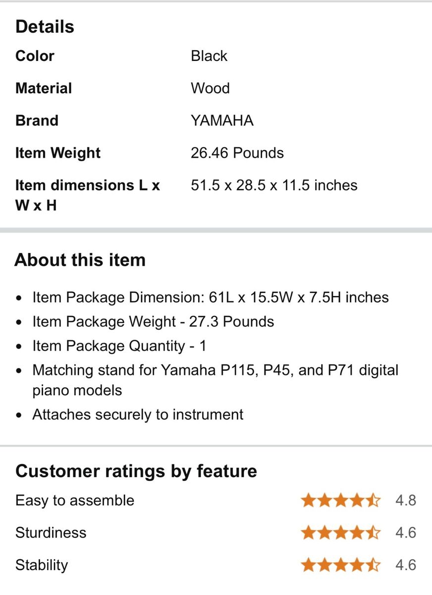Yamaha L85 Keyboard Stand for Digital Piano - Black Yamaha L85 Keyboard Stand for Digital Piano - Black
