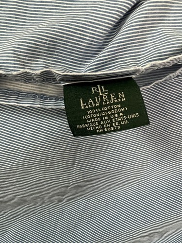 RALPH LAUREN Oxford Streifen BLAU & WEISS Queen Flaches Blatt USA Inlett - Bild 6 von 7