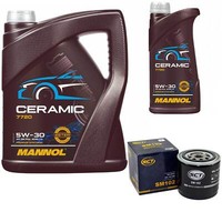 MotoröL Set Mannol 5W-30 Ceramic Plus 6 Liter + ÖLfilter FüR Nissan X-Trail 2.2