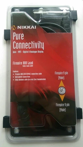 Nikkai Firewire 800 Lead/Cable L33BT (9 pin [Male] to 9 pin [Male] - NEW