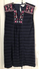 Artisan Women’s Size XS Navy Embroidered Boho Summer Knit Dress