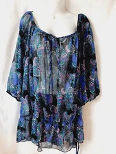 Pure Energy Womens Sheer Tunic Blouse, Top, Plus Size 3 (See Measurements)