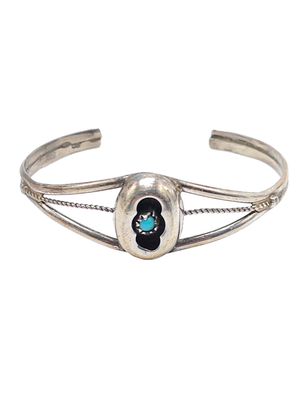 Sterling Silver Blue Turquoise Baby Toddler Cuff Bracelet Vintage Janice Spencer