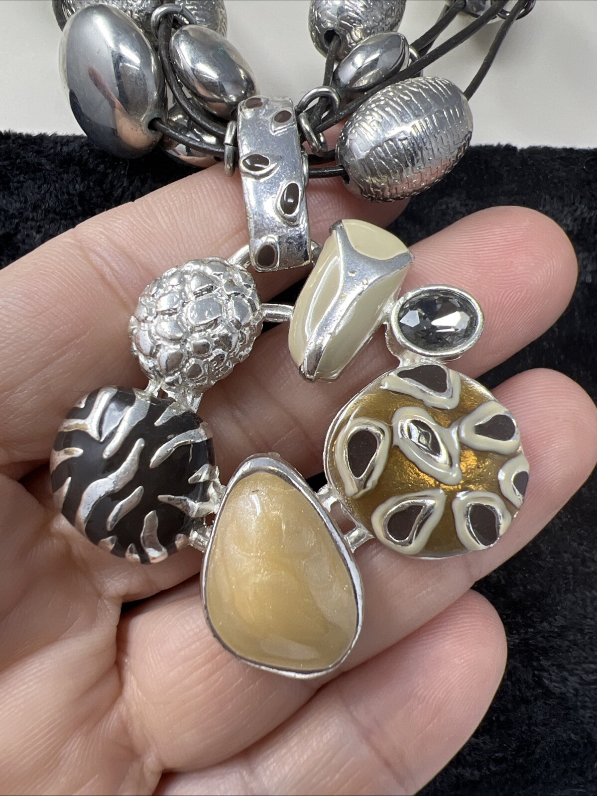 Chico's Necklace Multi-Stranded Silver Beaded Boh… - image 2