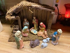 12 pc Christmas Nativity Set With Manger Ceramic NEW