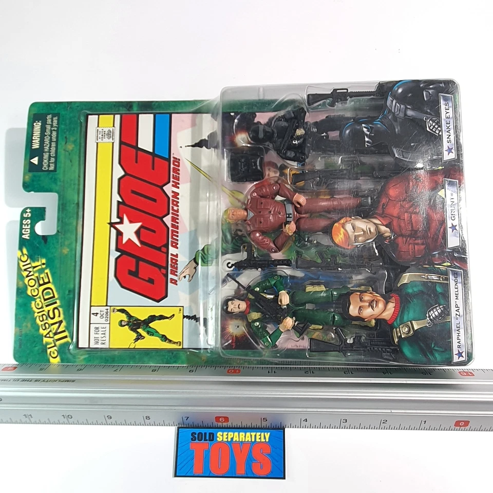 Paquete de cómics GI Joe Valor Vs Venom Zap v3 Grunt v8 y Snake Eyes v20 2005 sin usar, en caja Foto 2 de 4