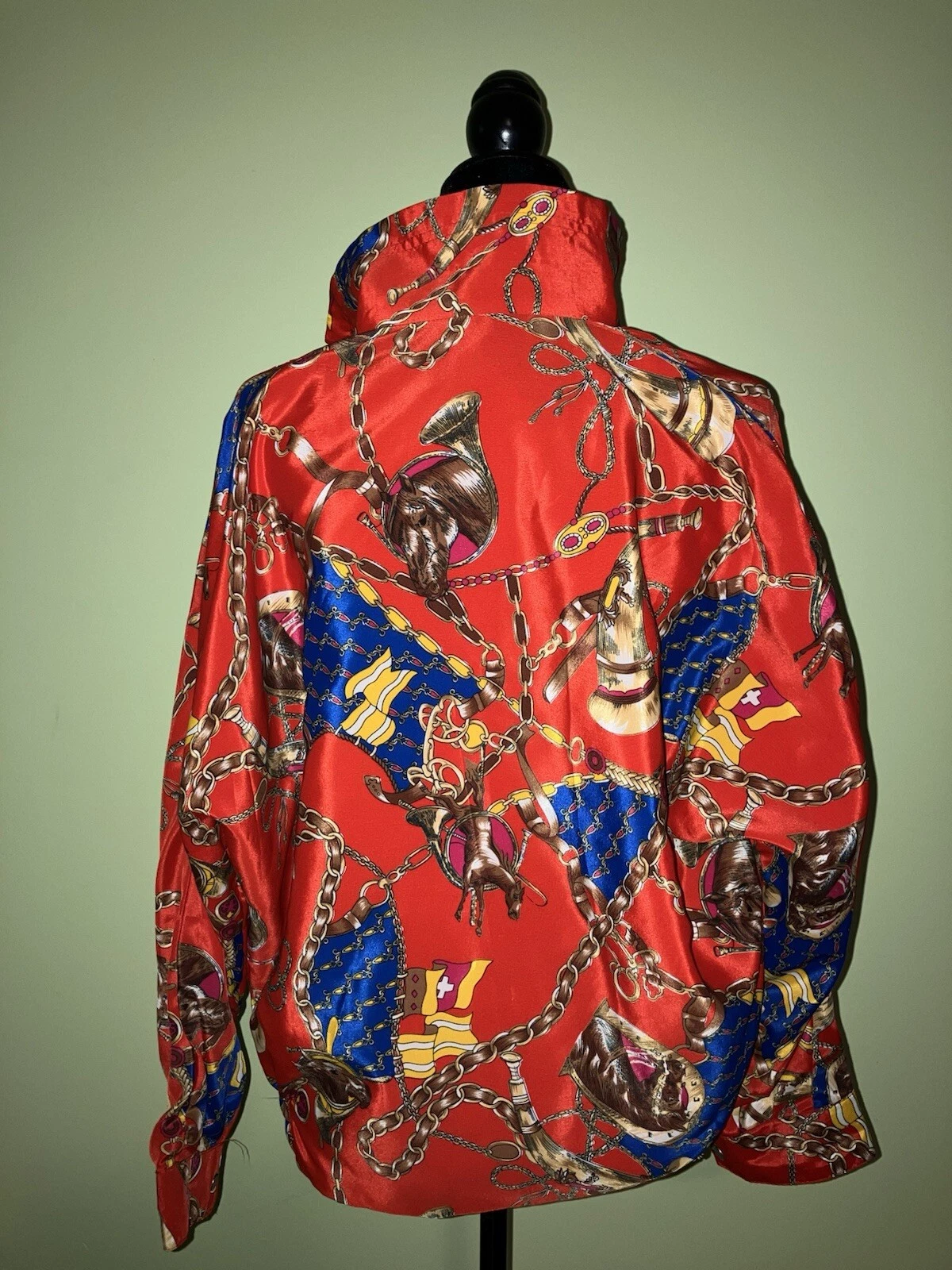 Giacca bomber vintage raso cavallo equitazione stampa ispirata a Gucci Y2K anni 80 mafia