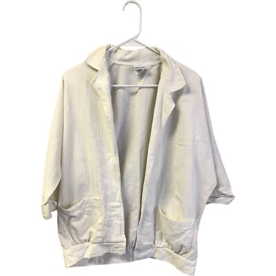Centre Pointe Blazer Classic Women Medium Beige 3/4 Sleeve Open Cardigan Pockets