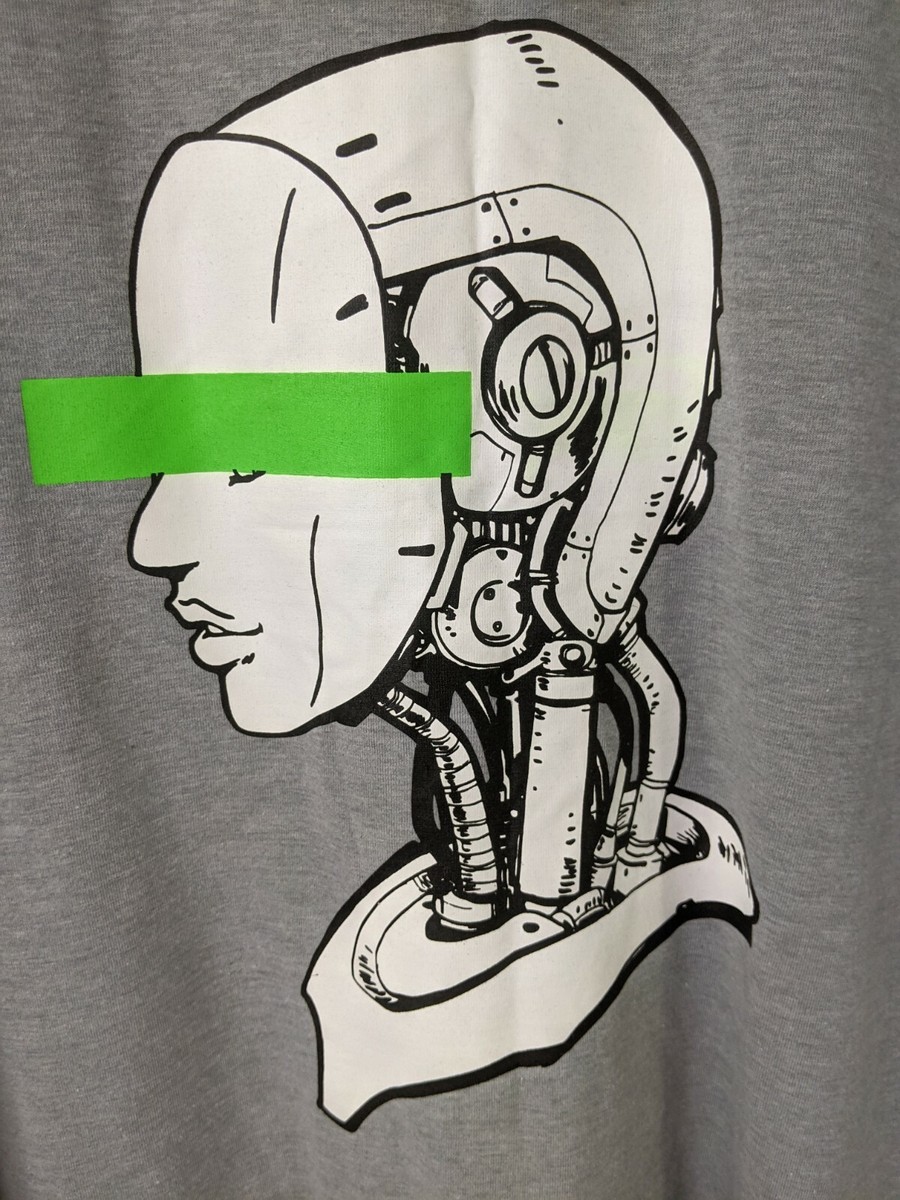 Tシャツ・カットソー Gryson art t-shirt 4 H4X Shirt Mens Large Gray Robot Graphic Short Sleeve GG 4D