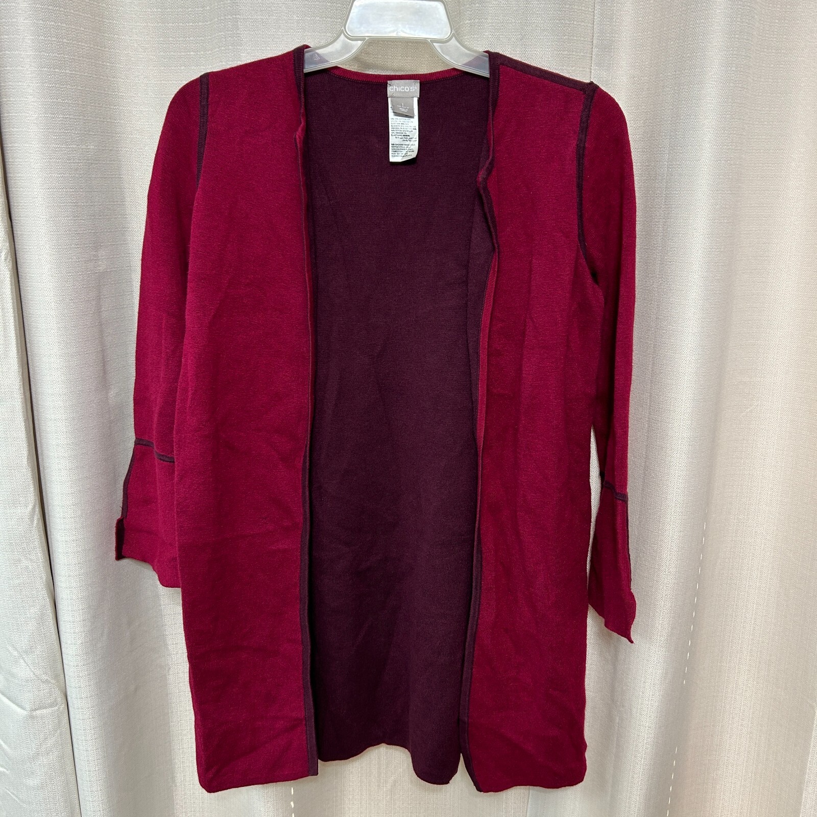 Chico's Solid Reversible Open Front Cardigan Wome… - image 1