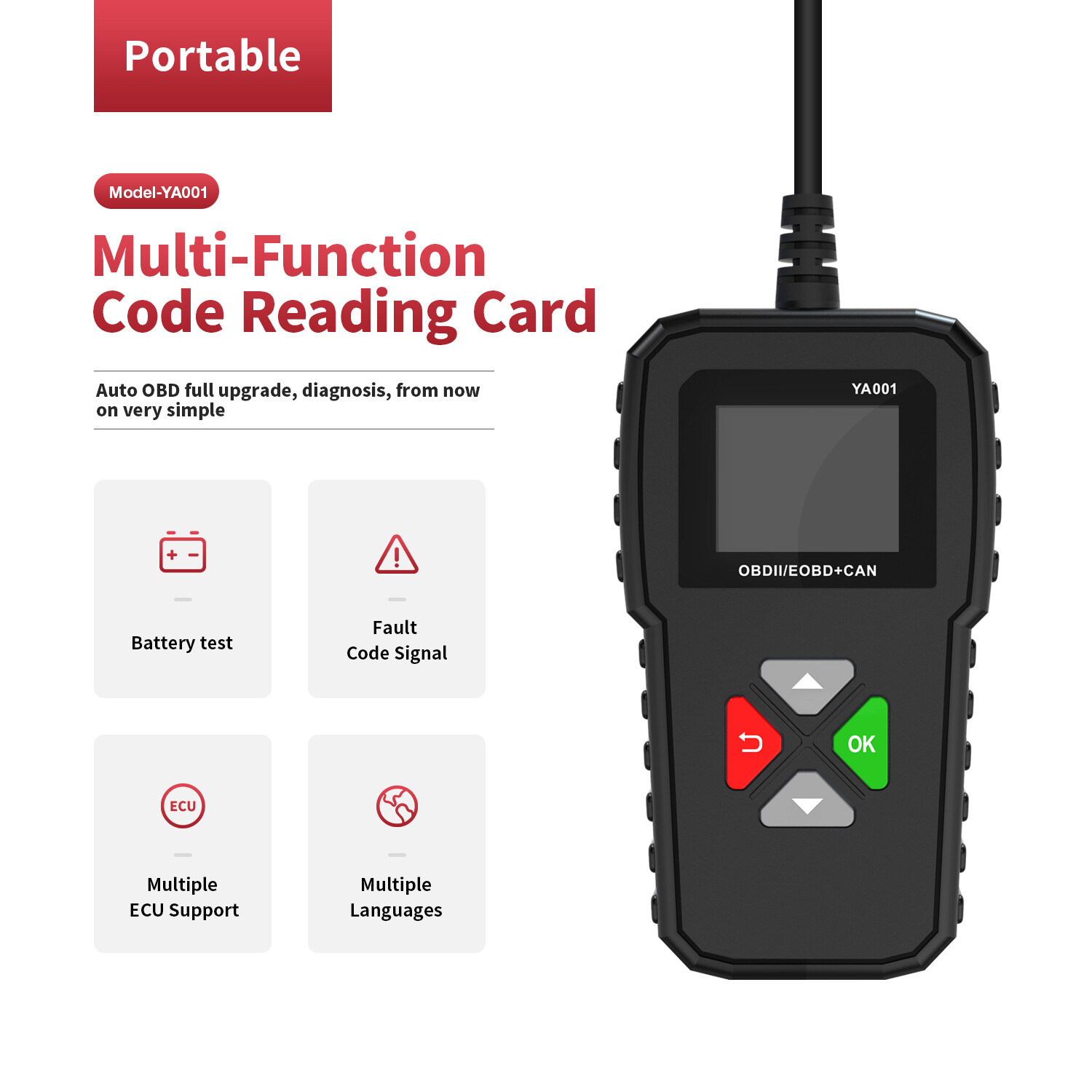 TOPDON ArtiDiag500 OBD2 Car Code Reader Scanner Tool Four System ABS ...