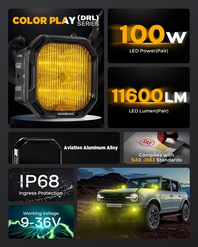 For Acura/Ford/Honda/Nissan/Subaru Pair Fog Light DRL Amber Turn Light&Brackets - Bild 4 von 12
