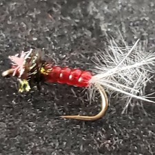 FLY FISHING FLIES NYMPH MIDGE V-RIB BLOOD RED CUSTOM TIED SIZE 18