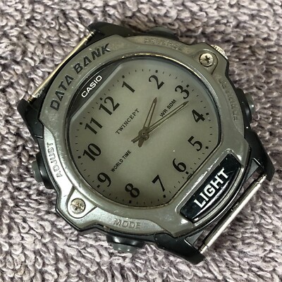 Casio Data Bank Men ABX-23 Twincept Round 42mm Quartz Watch No