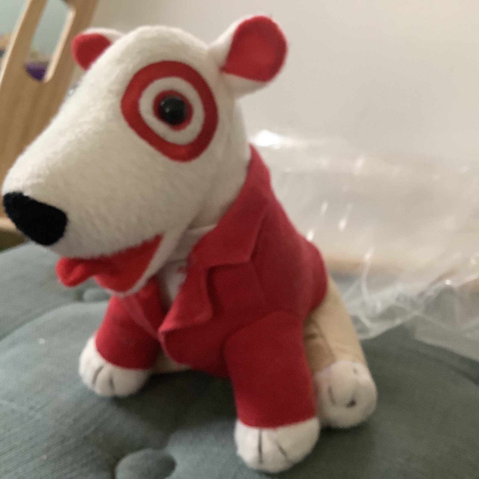 Lot of 6 Target Bullseye Plush Dogs Christmas, Plaid Jacket